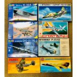 A selection of eight boxed aircraft kits by Revell, Airfix, Hasegawa, Williams Bros Ltd and Fujimi