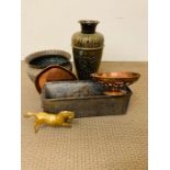 A selection of copper and brass items