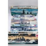A selection of five boxed 1/700 Waterline Series Japanese battleship kits, one of which is still