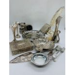 A selection of silver plated items