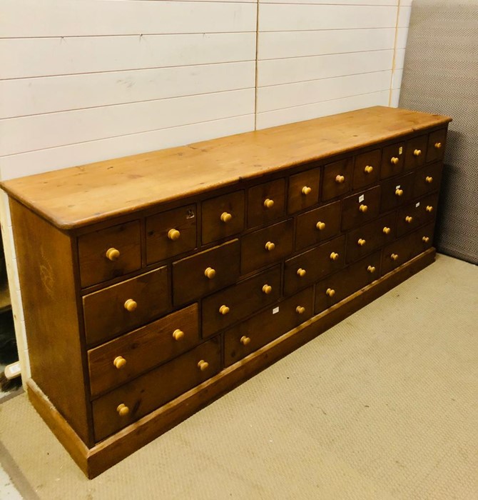 A spectacular pitch pine apothecary cabinet containing twenty six drawers in total (H90cm D50cm - Image 3 of 3