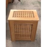 A modern slatted wooden laundry box (W52cm H55cm D36cm)