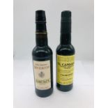 Two 37.5cl bottles of Pedro Ximenz sherry, El Candado Valdespino and Monteagvdo
