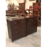 A matching pair of Chinese style chest of drawers to include four drawers and dark bronze coloured