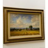 "Field Of Stubble" oil painting by Sally Gaywood (17.5cm x 24cm)