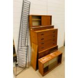 String furniture shelving system of five units and nine shelfs
