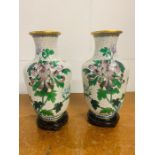 A pair of cloisonné enamel vases on stands