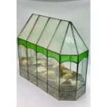 A vintage leaded glass terrarium