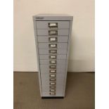 A grey Bisley metal grey filing cabinet (H94cm W41cm)