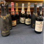 A mixed selection of champagne including 1986 Moet Chandan and a bottle of Royal Oporto wine co port