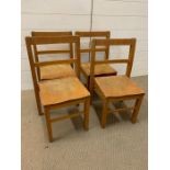 Four wooden children's school chairs (H62cm D30cm W35cm)