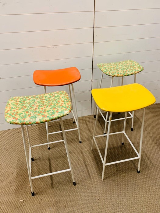 Four mid century 1950's kitchen stools