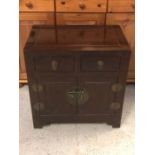 A small Chinese style cabinet with dark bronze handles (W60cm H61cm D40cm)