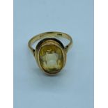 A citrine and 9ct yellow gold ring with W & G makers mark size P