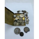 A quantity of silver British three pence coins and scarp silver coins