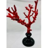 A metal decorative object resembling a piece of coral, possibly a jewellery stand standing 42cm