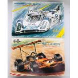 Two boxed Heller racing car kits, a McLaren M7A 1/24 (L757) and a Porsche 917k Martini Racing Team