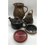 A selection of Five pieces of Studio Pottery all signed to the base "Maura"