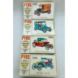 Four PYRO vintage brass cars to include a 1906 Renault Towne car, a 1909 Lozier Briarcliff, a 1911