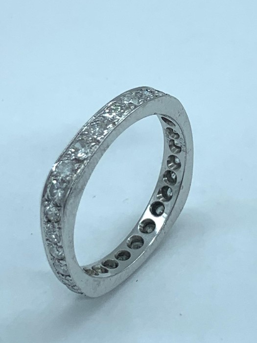 A contemporary diamond eternity ring