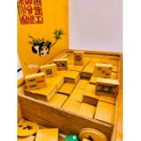 A Vintage Mahjong Set with four vintage tile rests.