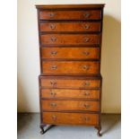 A Turn of the Century Chest on Chest in Birds Eye Maple, five drawers over four.