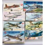 A selection of eight boxed aircraft to include a Strike master and a Dauntless