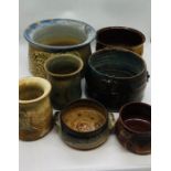 A selection of seven pieces of Studio Pottery all signed to the base "Maura"