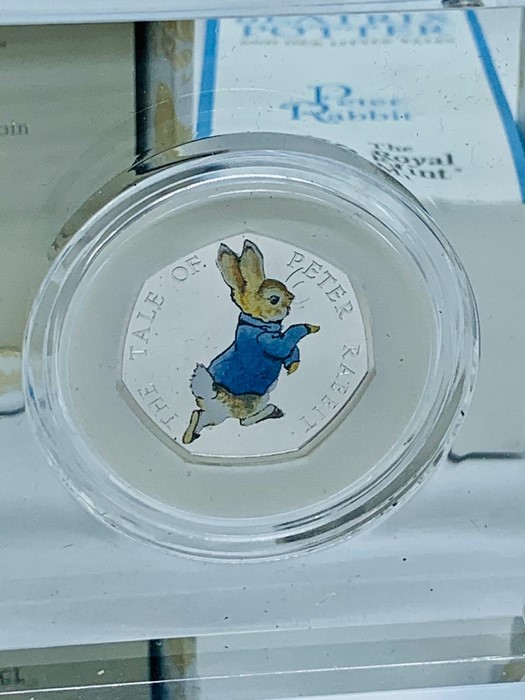 2017 Peter Rabbit 50p Silver proof coin, boxed with papers. - Image 3 of 3