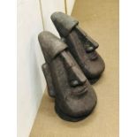 A Pair of Easter Island Decorative Heads approx. 62cm tall