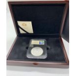 A US Silver Morgan Dollar, Philadelphia 1921 boxed with paperwork.