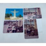 Three Personal Photos of Carrie Fisher with Pamela Mann along with a postcard sent from Carrie