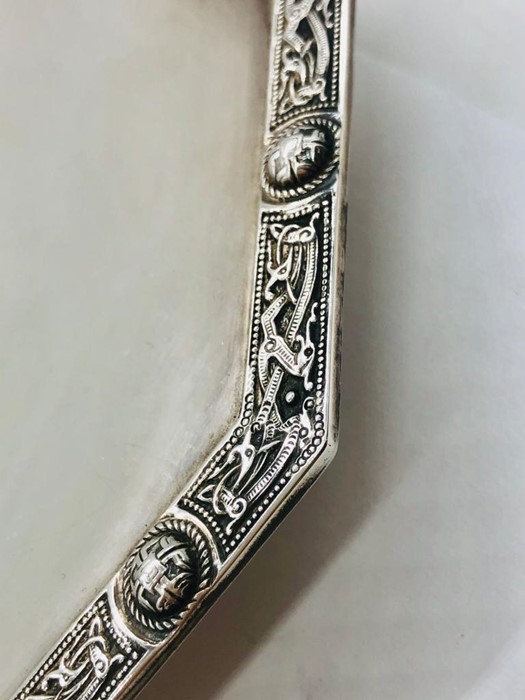 A Silver tray with ornate border. - Image 3 of 3