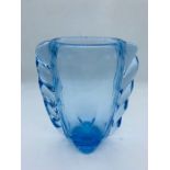 Whitefriars Flanges Sapphire Glass Vase Pat No: 9384 designed by William Wilson H 19 cms