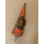 A Vintage fire extinguisher by Minimax in a horn shape wall hanging (length 70cm)