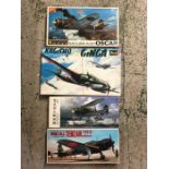 A selection of four boxed kits of Japanese aircraft to include a Kingisho PIVI/2 Ginga and a