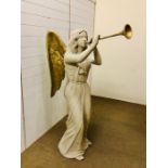 A Large Figure of an Angel with gilded wings and trumpets approx. 160cm tall