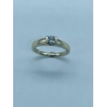 18ct yellow Gold Diamond Solitaire Ring. Stamped 0.33 inside the shank. Size approx N UK.