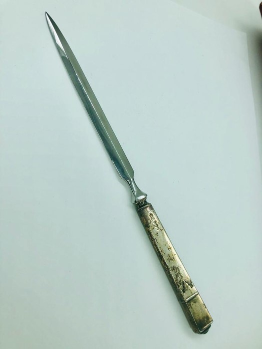 A Cased silver, hallmarked letter opener. - Image 4 of 8