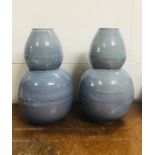 A pair of blue light weight decorative only vases AF