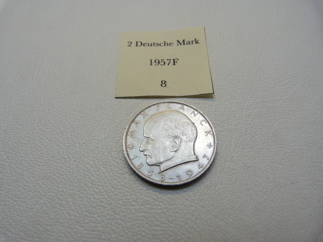 A 1957 German Two Mark UNC coin. Max Planc and Eagle to the reverse - Image 2 of 2