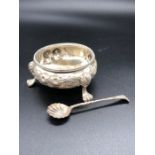 A silver salt and spoon London 1860, spoon 1900.