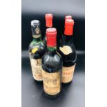 Five various Bottles of Wine to include 1982 Chateau Frontenac Bordeaux, an unnamed Burgundy Vintage