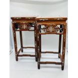 Two Miniature Chinese Inlaid Tables. 32 cm High by 17 cm square.