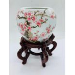 A Chinese Cherry Blossom vase on stand