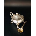 A Silver Mustard Pot and spoon