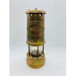 Aberaman colliery brass miners lamp, serial no 58438 made in Wales UK (H22cm Diam 8cm)
