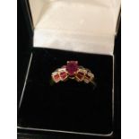 A Yellow Gold Art Deco Style Ruby and Diamond Ring