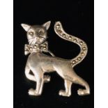 A Silver and Marcasite Brooch in the form of a Cat
