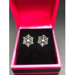 A Pair of Silver Spider Webb Style Earrings, cased.